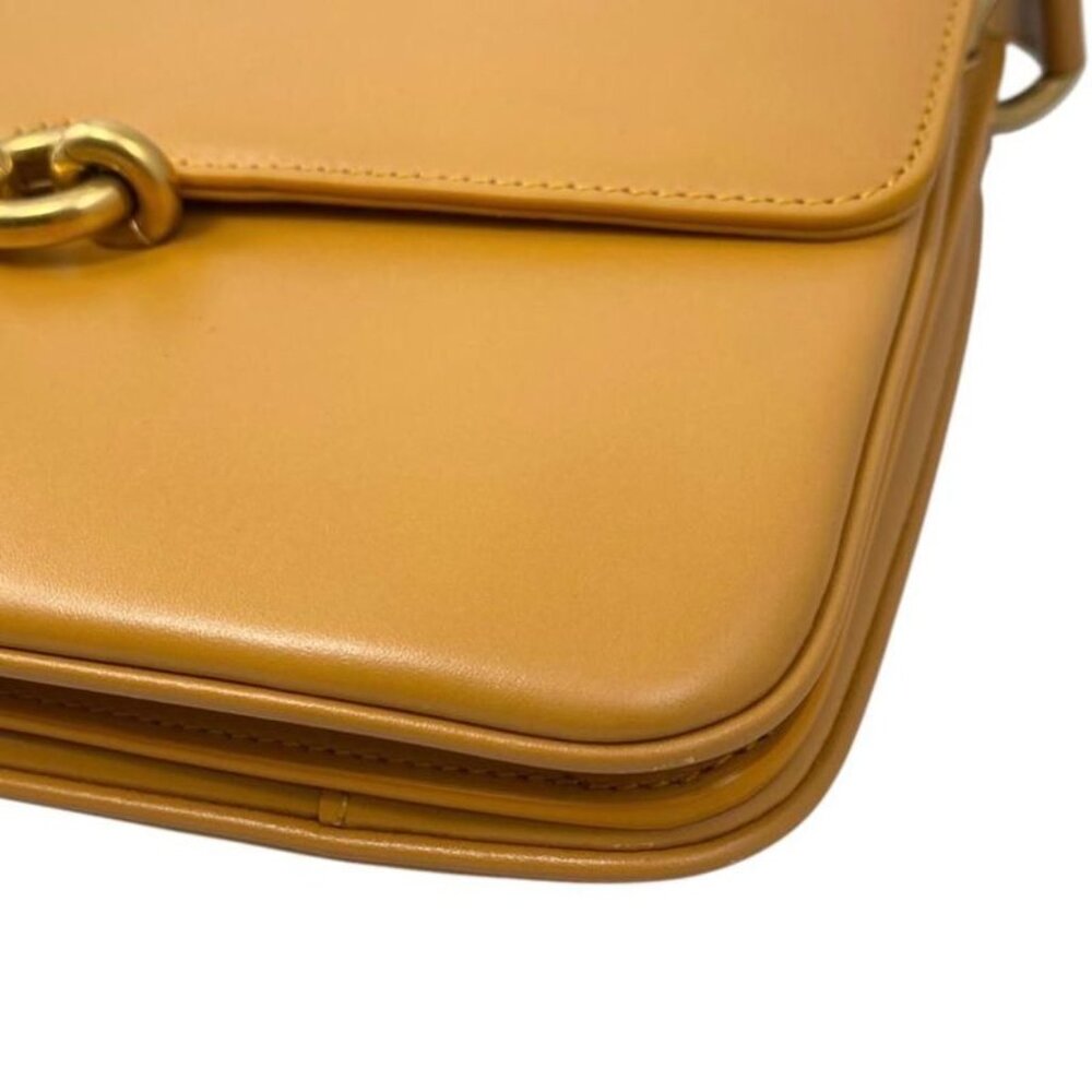 Saint Laurent Shoulder Bag Mayon Satchel Leather Orange Gold Hardware - Picture 6 of 14